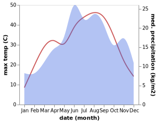 temperature and rainfall during the year in Durfulija