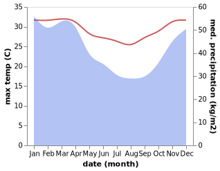 temperature and rainfall during the year in Fenoarivo Atsinanana