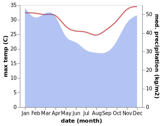 temperature and rainfall during the year in Soanierana Ivongo