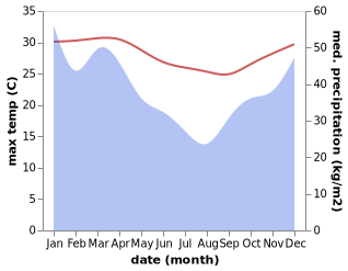 temperature and rainfall during the year in Mananjary