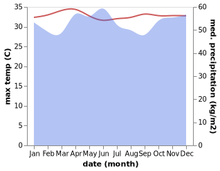 temperature and rainfall during the year in Bakri