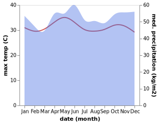 temperature and rainfall during the year in Mersing