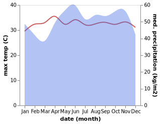 temperature and rainfall during the year in Kampung Bukit Hantu