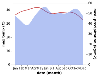 temperature and rainfall during the year in Gua Musang