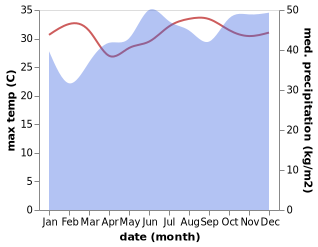 temperature and rainfall during the year in Papar