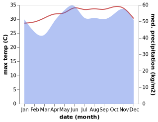 temperature and rainfall during the year in Paka