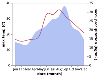 temperature and rainfall during the year in Birkirkara