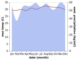 temperature and rainfall during the year in Kolonia