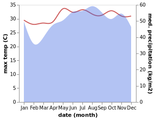 temperature and rainfall during the year in Rumung