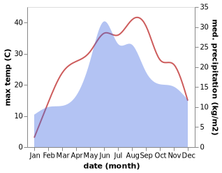 temperature and rainfall during the year in Dancu