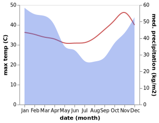 temperature and rainfall during the year in Mozambique