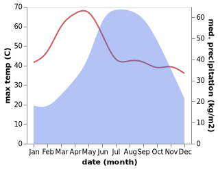 temperature and rainfall during the year in Pakokku