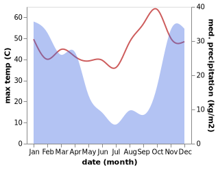 temperature and rainfall during the year in Bagani