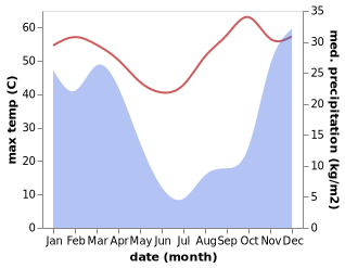 temperature and rainfall during the year in Opuwo