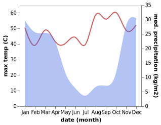 temperature and rainfall during the year in Otavi