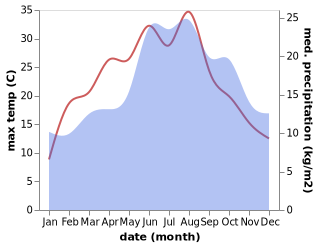 temperature and rainfall during the year in Hedel