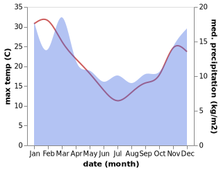 temperature and rainfall during the year in Turangi