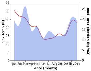 temperature and rainfall during the year in Dobson