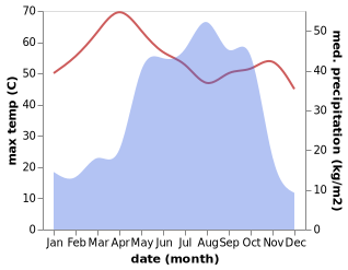 temperature and rainfall during the year in Dosso