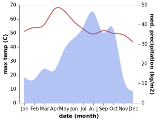 temperature and rainfall during the year in Zinder