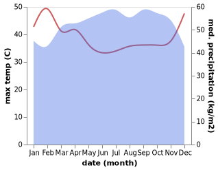 temperature and rainfall during the year in Okoro Ete