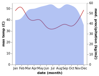 temperature and rainfall during the year in Amassoma