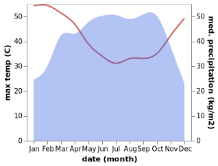 temperature and rainfall during the year in Igarra