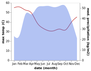temperature and rainfall during the year in Abocho