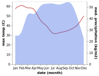 temperature and rainfall during the year in Adogo