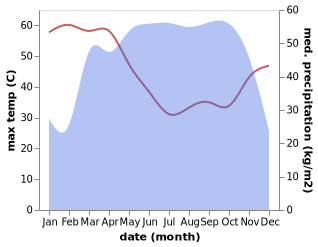 temperature and rainfall during the year in Adoru