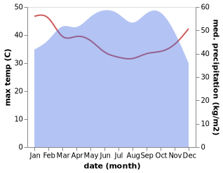 temperature and rainfall during the year in Ejirin