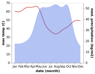 temperature and rainfall during the year in Demsa