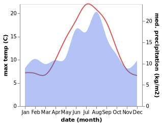 temperature and rainfall during the year in Aras