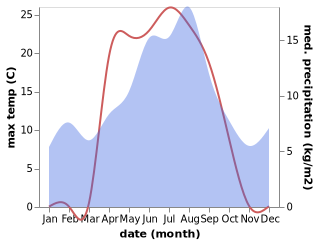 temperature and rainfall during the year in Dokka