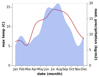 temperature and rainfall during the year in Botngard