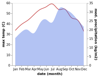 temperature and rainfall during the year in Hayma