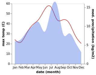 temperature and rainfall during the year in Surab