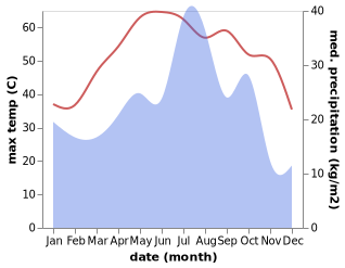 temperature and rainfall during the year in Turbat