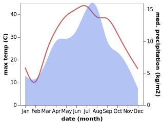 temperature and rainfall during the year in Wana