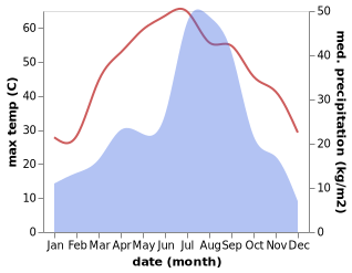 temperature and rainfall during the year in Malakwal City