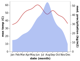 temperature and rainfall during the year in Daro Mehar