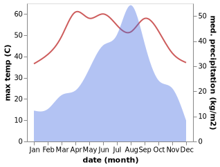 temperature and rainfall during the year in Mirwah Gorchani