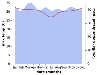 temperature and rainfall during the year in Bulolo