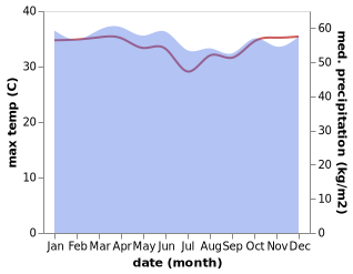 temperature and rainfall during the year in Kiunga