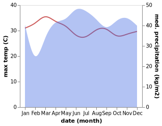 temperature and rainfall during the year in Baka