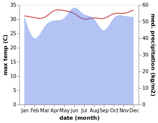 temperature and rainfall during the year in Balimbing