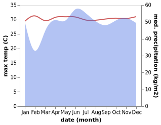 temperature and rainfall during the year in Blinsung