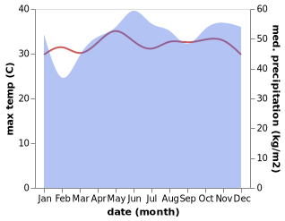 temperature and rainfall during the year in Taganak