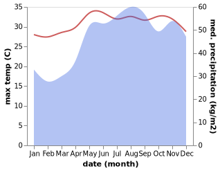 temperature and rainfall during the year in Bagamanoc