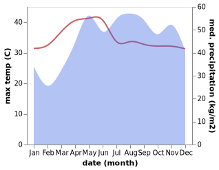 temperature and rainfall during the year in Alicia